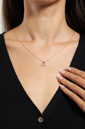 925 Ayar Gümüş Zirkon Taşlı Rose Kaplama Aşk Meleği Kolye Küpe Bileklik 3'lü Takı Seti