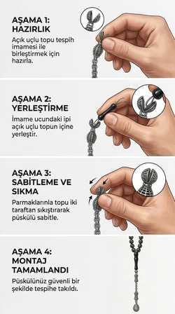 Koleksiyonluk 925 Ayar Gümüş Otantik İşleme Arnavut Zincir Balon Kafes Tesbih Püskül Ucu
