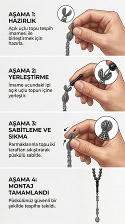 Koleksiyonluk 925 Ayar Gümüş Otantik İşleme Arnavut Zincir Burgu Karo Kafes Tesbih Püskül Ucu