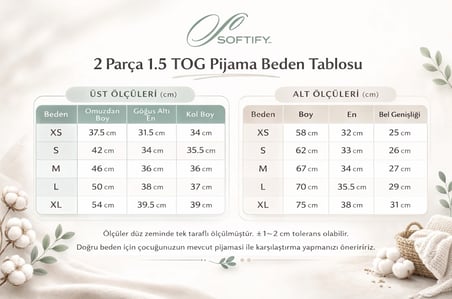 Softify 1.5 TOG Premium 2 Parça Pijama Takımı - Tuvalet Eğitimine Uygun