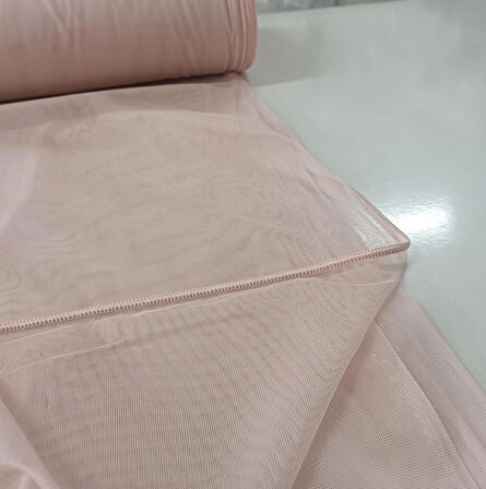 Çocuk Odası Dökümlü Düz Tül Perde - Pudra - Pileli Dikim 1x2,5 Pile