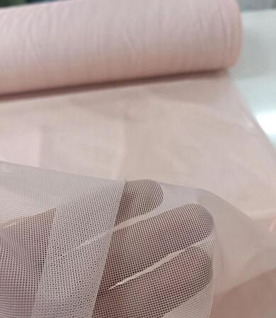 Çocuk Odası Dökümlü Düz Tül Perde - Pudra - Pileli Dikim 1x2,5 Pile