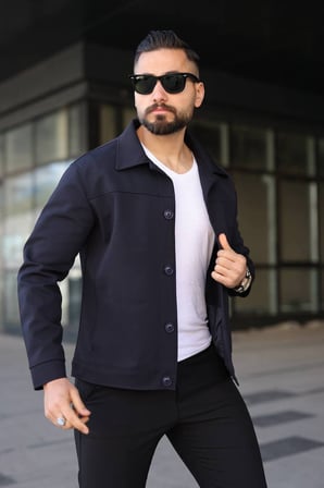 Gizli Cep Detaylı Düğmeli Comfort Kumaş Ceket