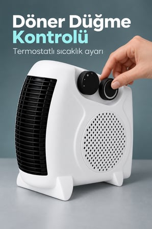 Elektrikli Fanlı Isıtıcı Termostatlı Yatay ve Dikey Kullanım