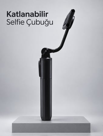 Uzaktan Fotoğraf Çekimi İçin Döndürülebilir Telefon Tutuculu Selfie Çubuğu
