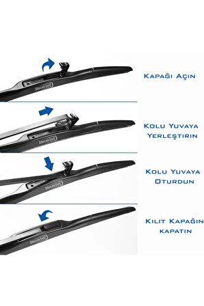 Toyota Corolla  2007-2017 Model Arası Araçlara Uygun Hibrit Tipi Ön Silecek Takım 65Cm + 35Cm