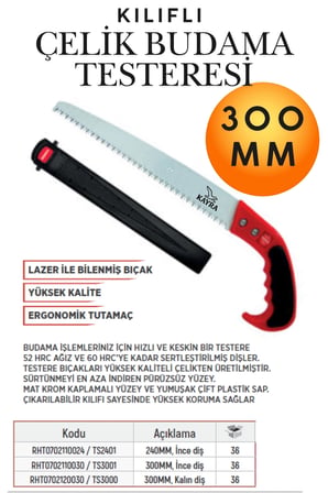 Budama Testeresi Kılıflı 300 mm Çelik Düz Ağaç Dal Bağ El Testeresi Profesyonel Bahçe Tarım Aletleri Park Peyzaj Kalın Dal Kesme Makası Alternatifi Paslanmaz Karbon Çelik Testereler 30 cm Testere