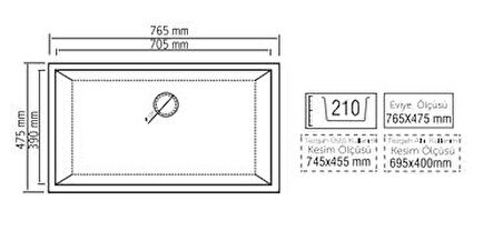 REAL K SERİSİ K013 EVİYE SİYAH 70.5 x 39 Cm Tezgah Altı