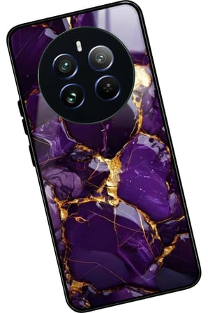 Realme 12 Uyumlu Mor Mermer Tasarımlı Parlak Silikon Kılıf
