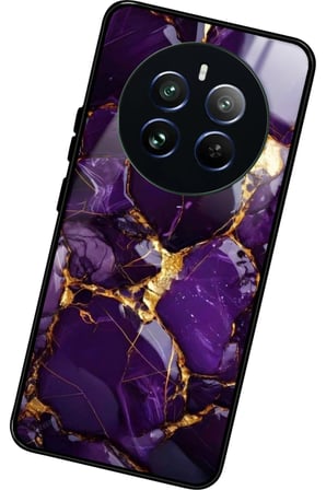 Realme 12 Uyumlu Mor Mermer Tasarımlı Parlak Silikon Kılıf