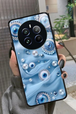 Realme 12 Uyumlu Nazar Boncuğu Tasarımlı Parlak Silikon Kılıf