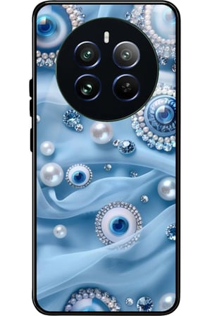 Realme 12 Uyumlu Nazar Boncuğu Tasarımlı Parlak Silikon Kılıf