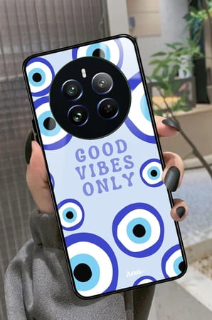 Realme 12 Uyumlu Motivasyonlu Nazar Boncuğu Tasarımlı Parlak Silikon Kılıf