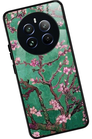 Realme 12 Uyumlu Van Gogh Yeşil Ağaç Tablo Tasarımlı Parlak Silikon Kılıf