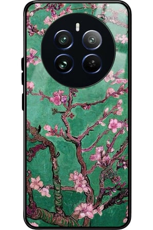 Realme 12 Uyumlu Van Gogh Yeşil Ağaç Tablo Tasarımlı Parlak Silikon Kılıf