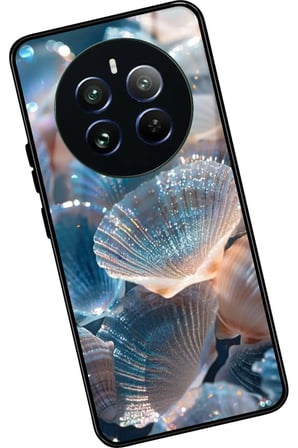 Realme 12 Uyumlu Simli Deniz Kabuk Tasarımlı Parlak Silikon Kılıf