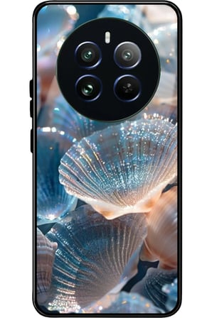 Realme 12 Uyumlu Simli Deniz Kabuk Tasarımlı Parlak Silikon Kılıf