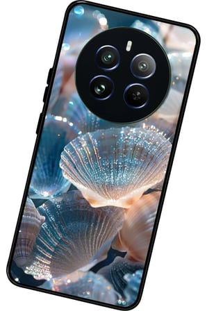 Realme 12 Uyumlu Simli Deniz Kabuk Tasarımlı Parlak Silikon Kılıf