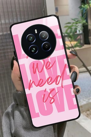 Realme 12 Uyumlu Love Yazılı Parlak Silikon Kılıf