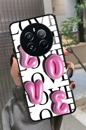 Realme 12 Uyumlu Love Yazılı Parlak Silikon Kılıf