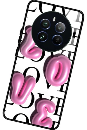 Realme 12 Uyumlu Love Yazılı Parlak Silikon Kılıf