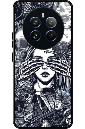 Realme 12 Uyumlu Kurukafa Posteri Tasarımlı Parlak Silikon Kılıf