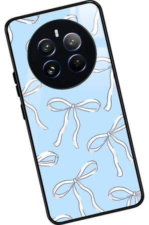 Realme 12 Uyumlu Beyaz Kurdele Tasarımlı Parlak Silikon Kılıf