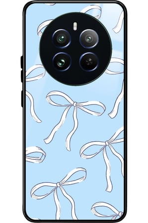 Realme 12 Uyumlu Beyaz Kurdele Tasarımlı Parlak Silikon Kılıf