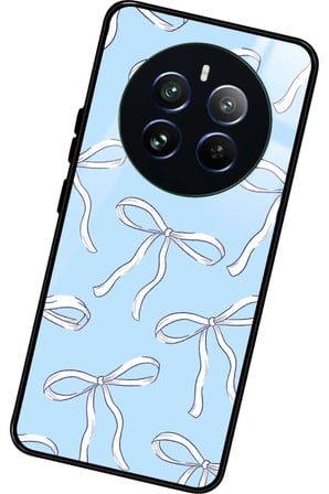 Realme 12 Uyumlu Beyaz Kurdele Tasarımlı Parlak Silikon Kılıf