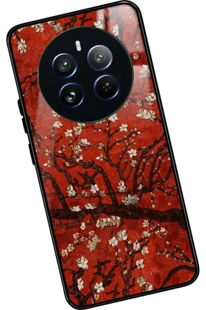 Realme 12 Uyumlu Van Gogh Kırmızı Ağaç Tablo Tasarımlı Parlak Silikon Kılıf