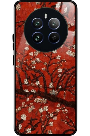 Realme 12 Uyumlu Van Gogh Kırmızı Ağaç Tablo Tasarımlı Parlak Silikon Kılıf