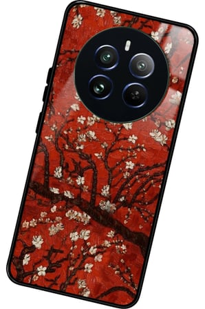 Realme 12 Uyumlu Van Gogh Kırmızı Ağaç Tablo Tasarımlı Parlak Silikon Kılıf