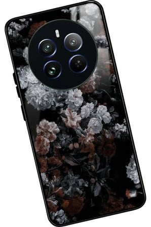 Realme 12 Uyumlu Beyaz Çiçek Tasarımlı Parlak Silikon Kılıf
