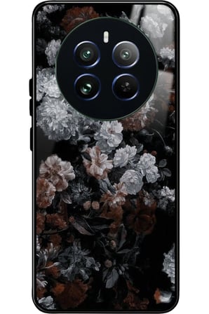 Realme 12 Uyumlu Beyaz Çiçek Tasarımlı Parlak Silikon Kılıf