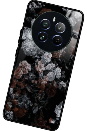 Realme 12 Uyumlu Beyaz Çiçek Tasarımlı Parlak Silikon Kılıf