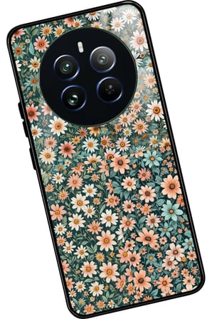 Realme 12 Uyumlu Karışık Çiçek Tasarımlı Parlak Silikon Kılıf