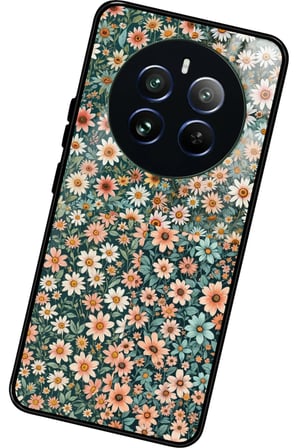 Realme 12 Uyumlu Karışık Çiçek Tasarımlı Parlak Silikon Kılıf