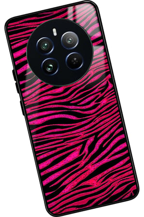 Realme 12 Uyumlu Pembe Zebra Tasarımlı Parlak Silikon Kılıf
