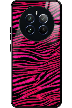 Realme 12 Uyumlu Pembe Zebra Tasarımlı Parlak Silikon Kılıf