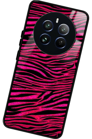 Realme 12 Uyumlu Pembe Zebra Tasarımlı Parlak Silikon Kılıf