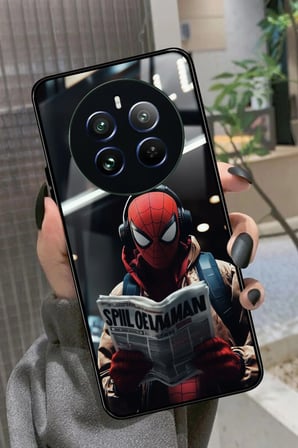 Realme 12 Uyumlu Örümcek Adam Tasarımlı Parlak Silikon Kılıf