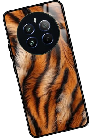 Realme 12 Uyumlu Sarı Leopar Tasarımlı Parlak Silikon Kılıf