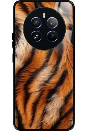 Realme 12 Uyumlu Sarı Leopar Tasarımlı Parlak Silikon Kılıf