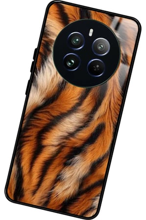Realme 12 Uyumlu Sarı Leopar Tasarımlı Parlak Silikon Kılıf