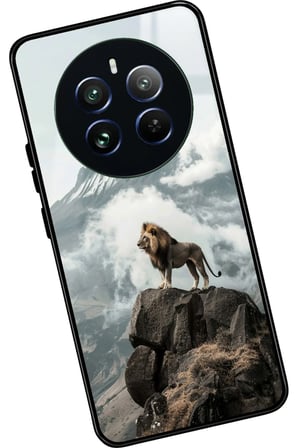 Realme 12 Uyumlu Aslan Tasarımlı Parlak Silikon Kılıf