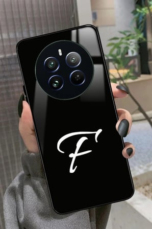 Realme 12 Uyumlu F Harfi Yazılı Parlak Silikon Kılıf