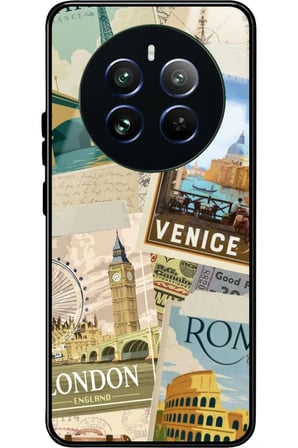 Realme 12 Uyumlu Travel Tasarımlı Parlak Silikon Kılıf