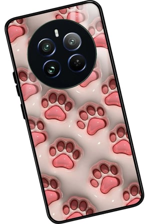 Realme 12 Uyumlu Pembe Kedi Patisi Tasarımlı Parlak Silikon Kılıf