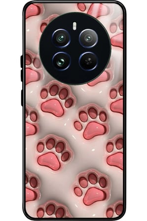 Realme 12 Uyumlu Pembe Kedi Patisi Tasarımlı Parlak Silikon Kılıf