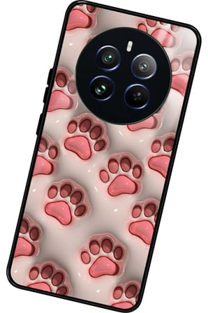 Realme 12 Uyumlu Pembe Kedi Patisi Tasarımlı Parlak Silikon Kılıf